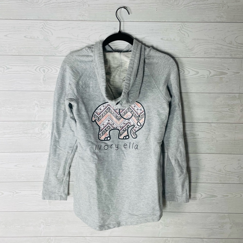 Ivory Ella Gray Fleece Pullover Hoodie